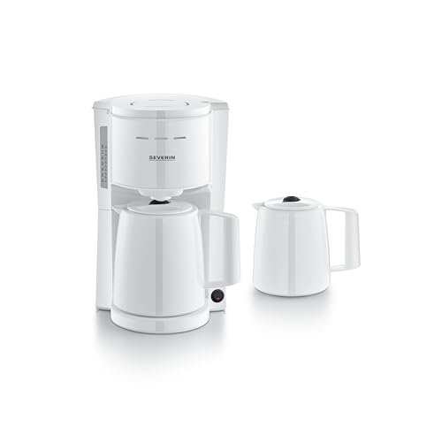 Severin Filterkaffeemaschine mit 2 Thermokannen, Kaffeemaschine mit Durchbrühdeckel, tropffreies Ausgießen, lange Temperaturspeicherung, automatische