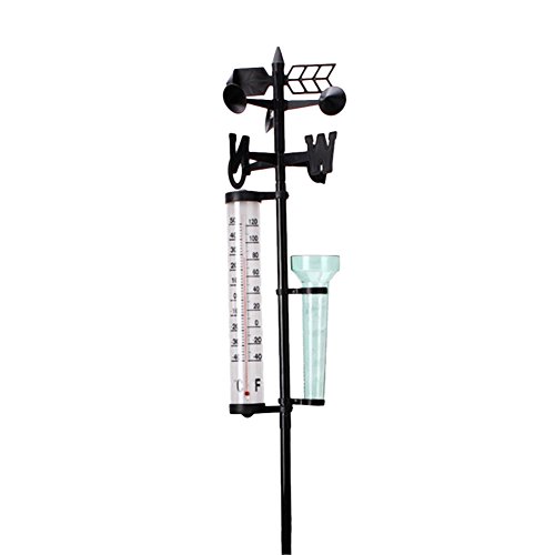 AMZLUCKY - Rain Gauge + Thermometers + Wind Indicator Garden Outdoor Weather