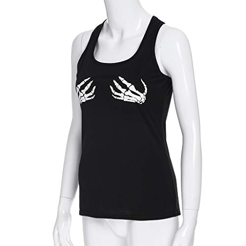 TIFENNY Women's Sexy Sleeveless Claw Print O-Neck Shirt Summer Sport Casual Pullover Vest Tank Tops Tee Black - Thumbnail 5