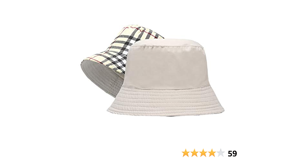Reversible Plaid-Bucket Hats Women Sun 