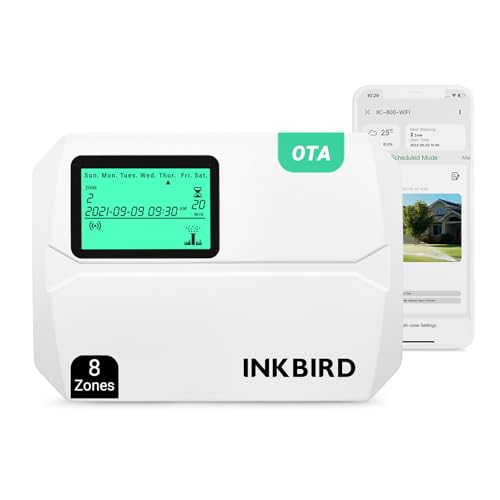 Inkbird WiFi Connected Watering Programmer, 8 Ways, APP Control, Memory Function, Automatic Watering Timer for Garden, Lawn, Yard