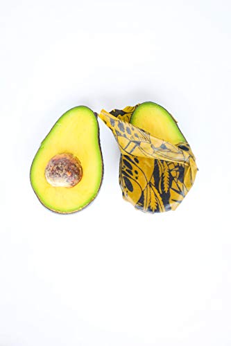 Meli Wraps Beeswax Wraps - Reusable Food Wrap Alternative to Plastic Wrap. Certified Organic Cotton, Naturally Antibacterial. 3-Pack includes sizes (SML) in Kahanu Print
