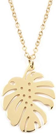 Happiness Boutique Women Monstera Necklace in Gold Colour | Delicate Necklace Tropical Leaf Pendant