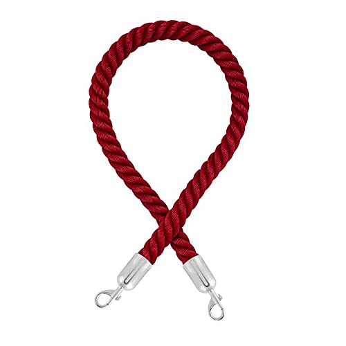 Barrier cord - premium - with carabiners (diameter 36 mm) - barrier rope with snap ends (1.5 m, dark red/polished chrome)