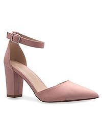OLIVIA K Zapato de tacón de tacón con puntera en punta, correa para tobillo D'Orsay para mujer, clásico, cómodo