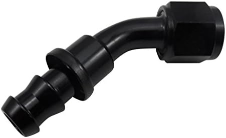 AN8 8-AN 45 Degree Push Lock Hose End Fitting / Adaptor Oil /Fuel Line Male Fitting Black