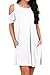 OFEEFAN Women's Cold Shoulder Loose Fit Flowy Style Dress Tshirt Loose Dress White L