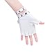 JISEN Sexy Women Punk rivets Belt Up Half Finger PU Leather Performance Gloves White