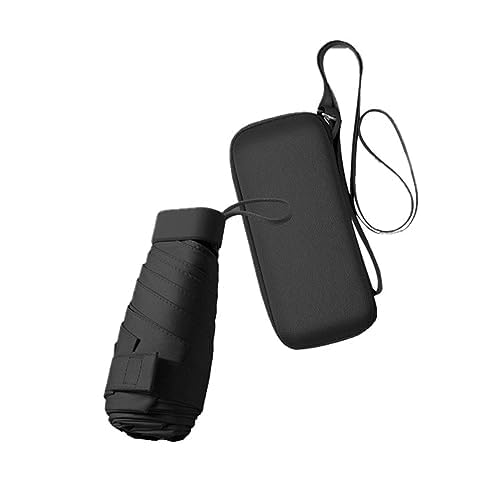 Ruspela Travel Umbrella, Folding Travel Umbrella, Small Compact Umbrella for Sun and Rain Windproof UV Umbrella with Zipper Case for Women Girls, Black