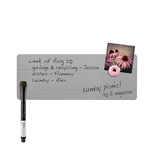 Three by Three Seattle 4 x 11 Inch Enlister Stainless Steel Dry Erase Board with Pen