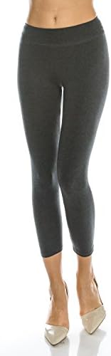 J2J APPAREL Soft Cotton Spandex Basic Solid Capri Leggings - Plus Size, Active Yoga Capri Leggings, (Large, Dark Gray)