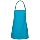fame Adult's 3 Pocket Bib Apron-Turquoise-O/S