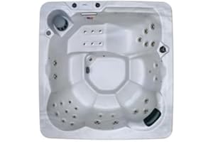 HUDSON BAY SPAS Hudson Bay HB34 6-Person Hot Tub with 34 Therapy Jets and Digital Controls – Sterling Acrylic Interior and Mocha Exterior Cabinet - Ideal for Backyard Relaxation and Hydrotherapy