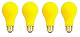 (4 Pack) 60-Watt A19 Yellow Bug Incandescent Medium Base Light Bulb