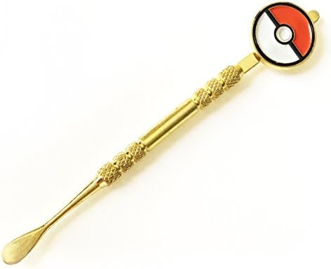 SympleChoices Golden Pokemon Dab Scrape Stainless Steel Tip 4.75inch Dabbing Wax Carving Tool/Pokeball Symbol Carb Cap dab tool in one