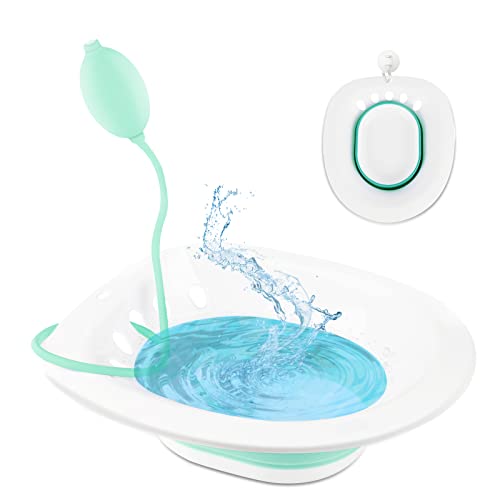 Wanrikurb Folding Sitz Bath Kit Toilet Seat, Perineal Soak Wash Bath