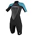 O'Neill Women's Reactor 2mm Short Sleeve Back Zip Spring Wetsuit, Black/Turquoise,8