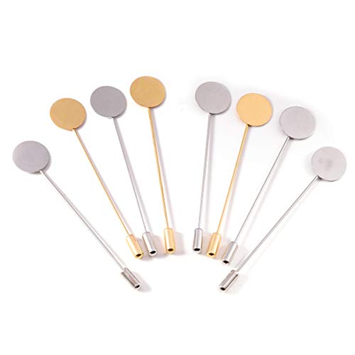 Forise 30pcs New Fashion Round Tray Gold and Silver Color Safety Pins Brooches Needle Suit Tie Hat Scarf Badge for DIY Jewelry Accessories