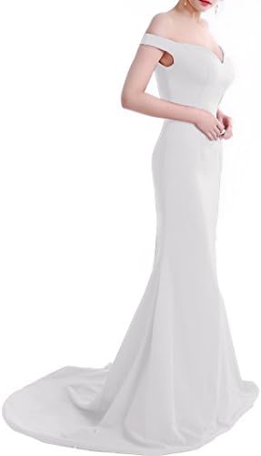 Wemarry Off the Shoulder Mermaid Evening Dress Long for Women Formal Gown White Size 18