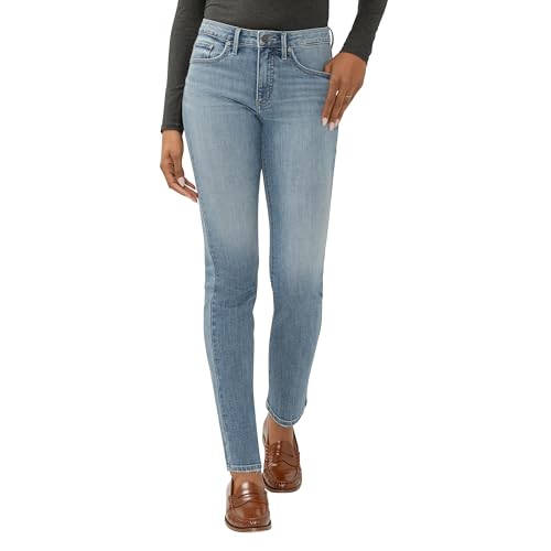 Silver Jeans Co. Women's Isbister High Rise Straight Leg Jeans, Luxe Stretch St…