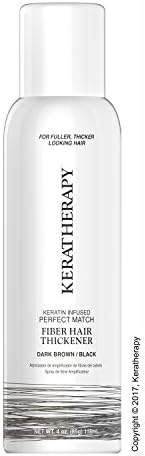 Keratherapy FIBER THICKENING SPRAY 4 OZ Keratin Infused Perfect Match for Fuller, Thicker Looking Hair! (Dark Brown/Black)