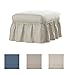 Serta | Relaxed Fit Durable Woven Linen Canvas Furniture Slipcover (Ruffle Ottoman, Natural)