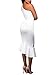 Common Women Elegant Single Shoulder Ruffle Mermaid Midi Dress(White-M)