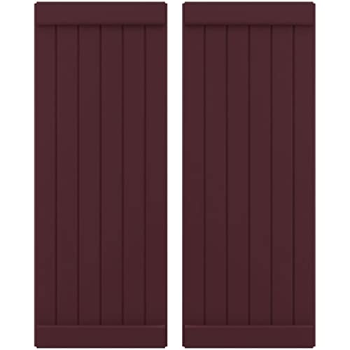21"W x 35"H Americraft Six Board Exterior Real Wood Joined Board-n-Batten Shutt…