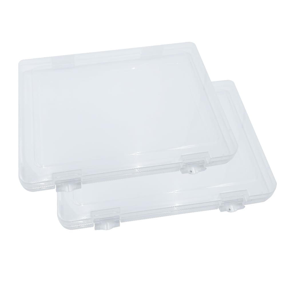 WYAN 2 Pcs A4 lever arch files Storage Boxes,Clear Plastic Beads Storage Containers Box,Rectangle Bead Holder Plastic Cases,Building Block Organiser,for storing items