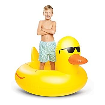 BigMouth Inc Giant Yellow Rubber Duck Pool Float, Durable Summer Pool Toy, Emergency Repair Kit Included