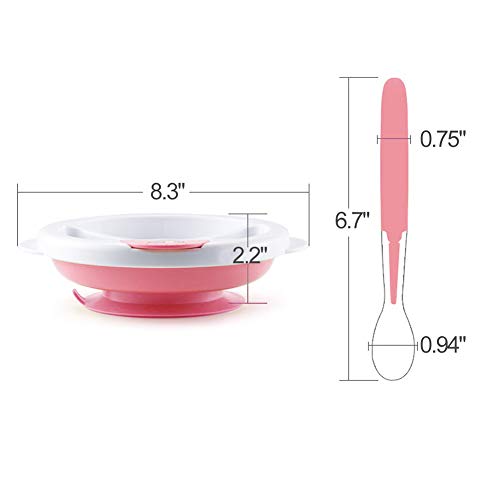 Matyz Stay Put Suction Warm Plate for Baby - Divided Plate for Kids - Divided Toddler Plate with Bonus Spoon - Microwave & Dishwasher Safe - BPA Free (Pink) - Thumbnail 7
