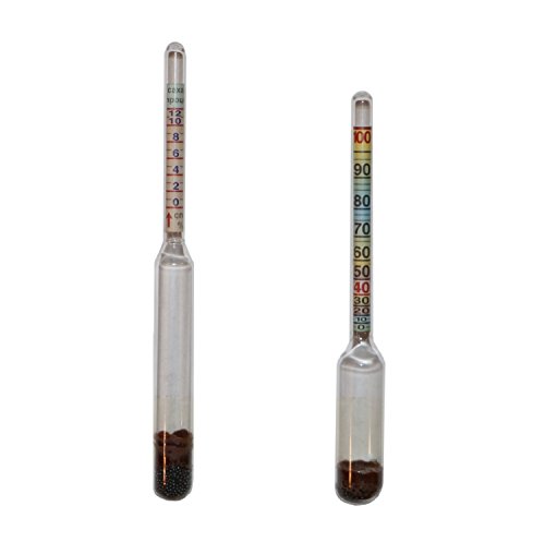2-in-1 Alcoholmeter Set to test Spirits (0-100Â°) and Wine (0-12Â°, sugar 0-25%), Spirtometer, Alcohol Hydrometer, Areometer, Spirtomer + Vinomer, Spirit & Wine hydrometer, Sugar level meter