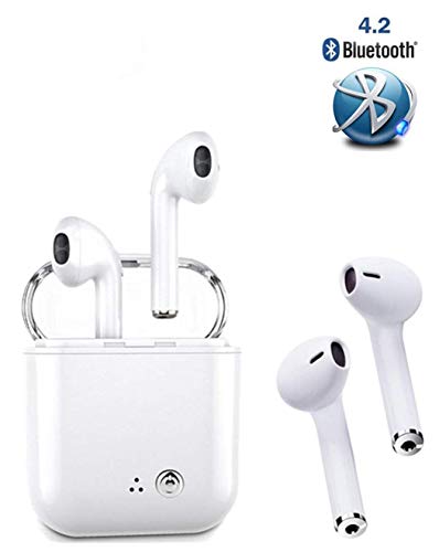 Bluetooth Headphones Wireless Earbuds Sports Sweatproof earphones Stereo Sound and Built-in Mic Cordless Headphones Headsets with Charging Box compatible with Apple iphone x 8 Samsung s9/s8 (white)