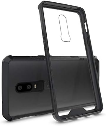 OnePlus 6 Case, ITAMO Armor Transparent Clear TPU Frame Shockproof Protective Case Scratch Resistant Fit Thin and Slim PC Hard Panel for Oneplus 6 (Black)