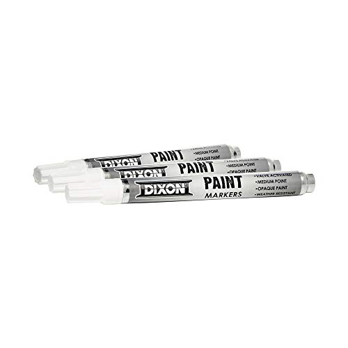 Dixon Industrial Paint Markers, Medium Tip, Box of 12 Markers, White
