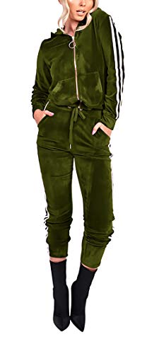 Women's Solid Velour Sweatsuit Set Hoodie and Sweatpants Sport Suits 2 Piece Tracksuits Set