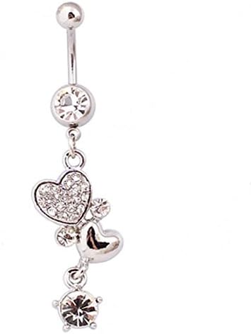 Piercing dangle Heart Pendant Belly Navel ring fashion women body jewelry 14G 316L Surgical Steel