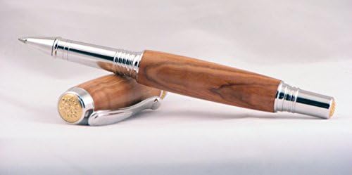 Rhodium and Gold Rollerball Pen in Bethlehem Olive Wood