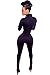 Bodycon4U Women Stripes Spandex Zentai Long Sleeve Unitard Bodysuit Sport Bodycon Jumpsuit Romper (Large, Black)