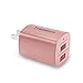 Tranesca 2.4 Amp Dual USB Port travel wall charger cube with foldable plug for iPhone X/8/7/6S/6S Plus/6 Plus/6, Samsung Galaxy S9/S8/S7/S6/S5 Edge, LG, HTC, Moto, Kindle and More-Rose Gold primary