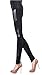 Grazing® Women Faux Leather and Polyester Splice Skinny Stretch Leggings,Black (3 Striped)