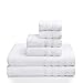 PROMIC 100% Quality Cotton Hotel & Spa Bath Towel Set, 6 Piece Includes 2 Bath Towels, 2 Hand Towels, and 2 Washcloths – 500GSM, Highly Absorbent and Softness, (White)