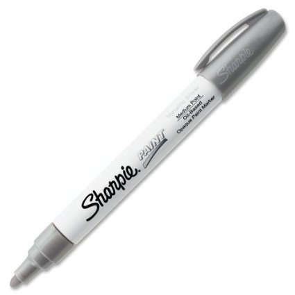Sharpie Metallic Paint Marker - Medium Marker Point Type - Metallic Silver Ink - White Barrel - 1 Each