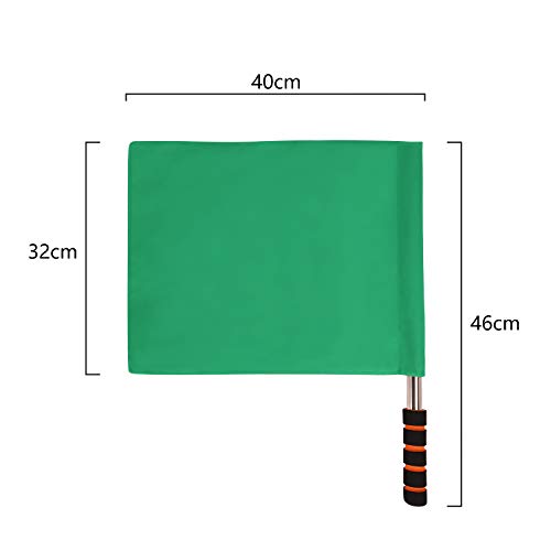 JIAHG Red Referee Flags with Metal Pole Foam Handle Sports Match Linesman Command Flags Red Stainless Steel Signal Flag Football Soccer Ref Flags Rugby Official Flag Track and Field Sports (Green)