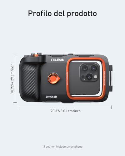TELESIN Diving Waterproof Underwater Phone Case, Underwater Photography Universal Waterproof Case & Grip for iPhone/Android/Samsung Galaxy and More Mobile Phones (Black)