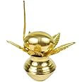 iKonbi Brass Mangal Kalash, Nariyal & Mango Leaf/Aam Patta Set for Pooja (Approx. Height 4.5 Inches)