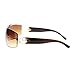 Womens Elegant Rimless Shield Wrap Luxury Designer Sunglasses Gold - Brown