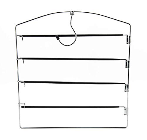 Nature Smile Clothes Pants Hangers 2pack-Multi Layers Metal Pants Slack Hangers,Non-Slip 4-Tier Swing Arm Pants Hangers Rack Closet Storage Organizer for Trousers Jeans Scarf Skirts Hanging - Thumbnail 6