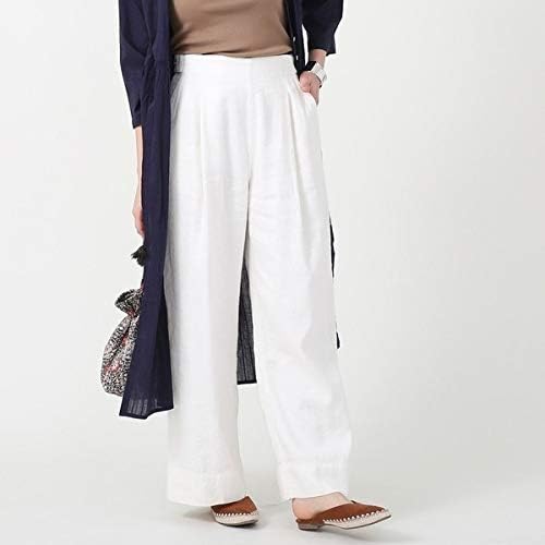 Amazon コーエン レディース Coen 綿麻ワイドストレートパンツ ワイドパンツ White Large ロングパンツ 通販