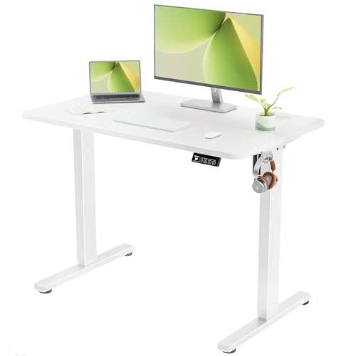 ERGOMAKER Höhenverstellbarer Schreibtisch Elektrisch 100x60cm Weiß
